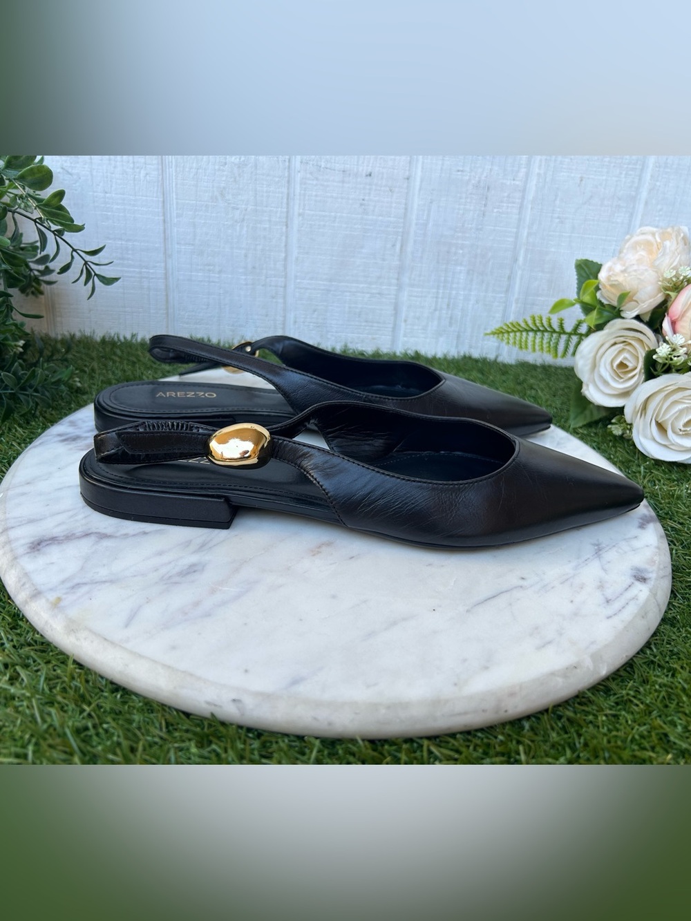 Arezzo Farrah Ballet Leather Flat in Black women size 8 gently used - Picture 9 of 16